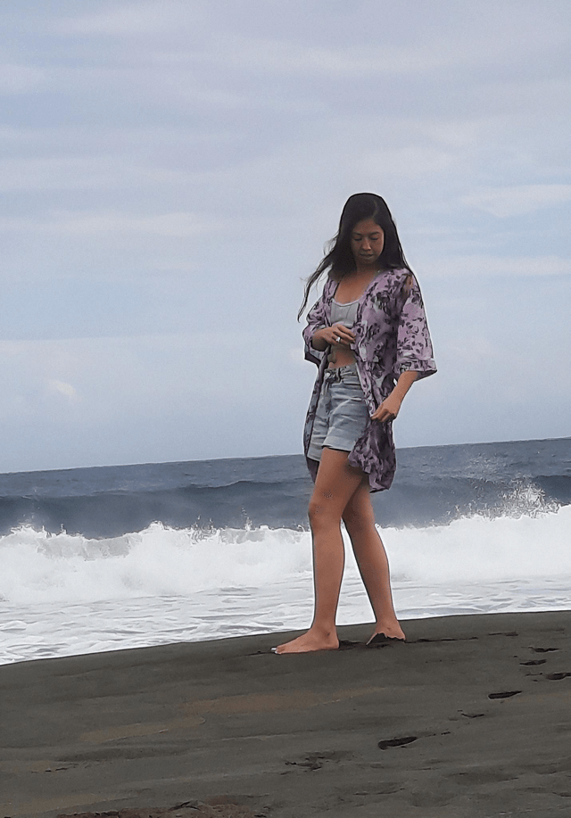 Kimono fleurie violet