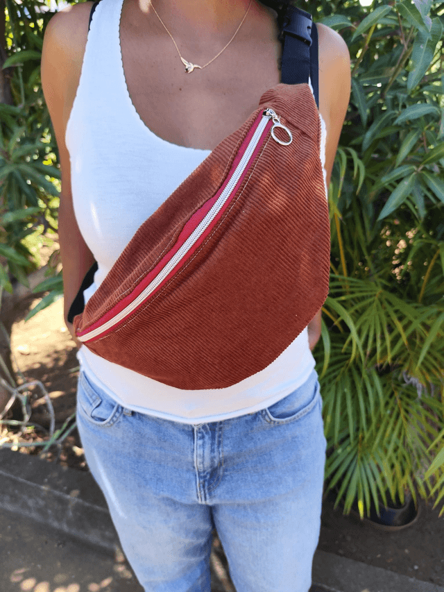 Sac banane XL velours chocolat 