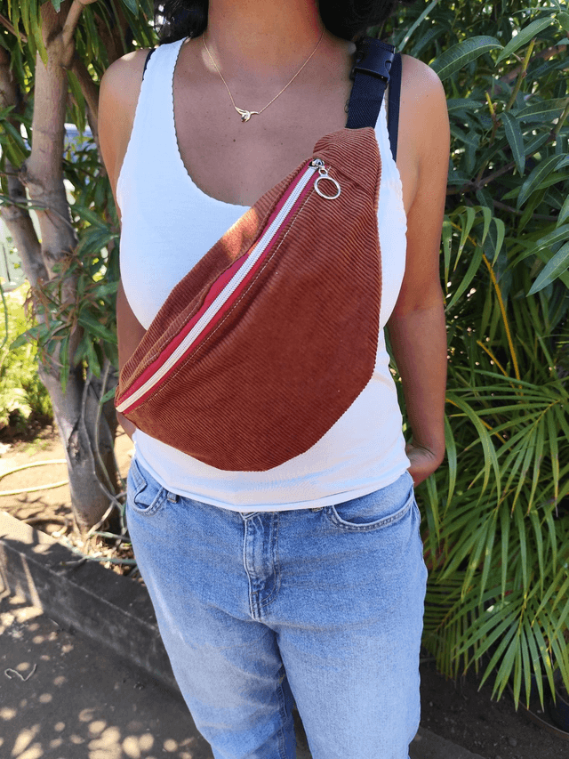 Sac banane XL velours chocolat 